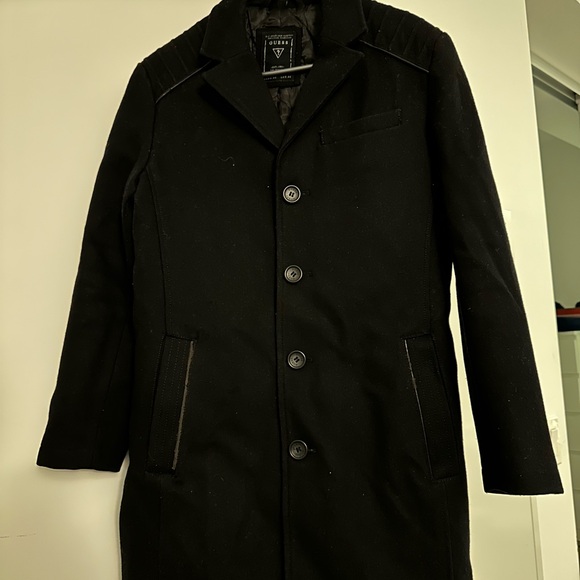 Guess Men's Black Winter Trench Coat - Picture 2 of 6